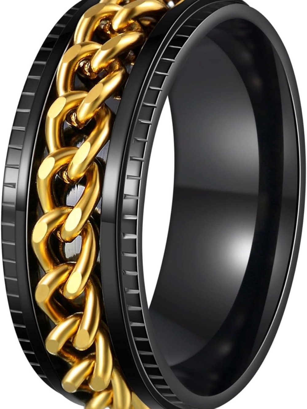 Titanium & Stainless Steel Anxiety Spinner Chain Ring Size 6 NWT - Picture 4 of 8